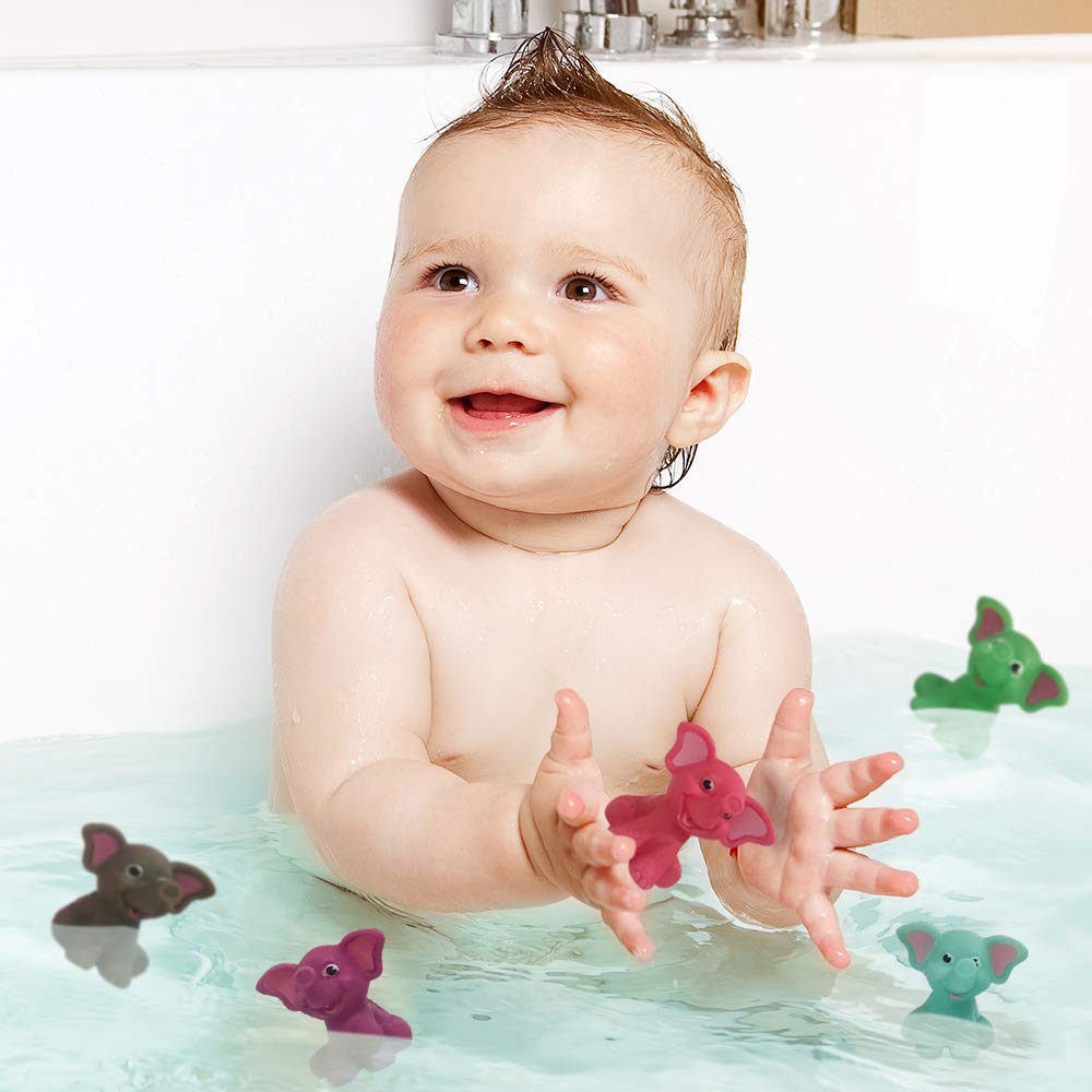 Artcreativity Rubber Water Squirting Elephants, Pack Of 12, Bathtub And Pool Toys For Kids, Safe And Durable Water Squirters, Bi