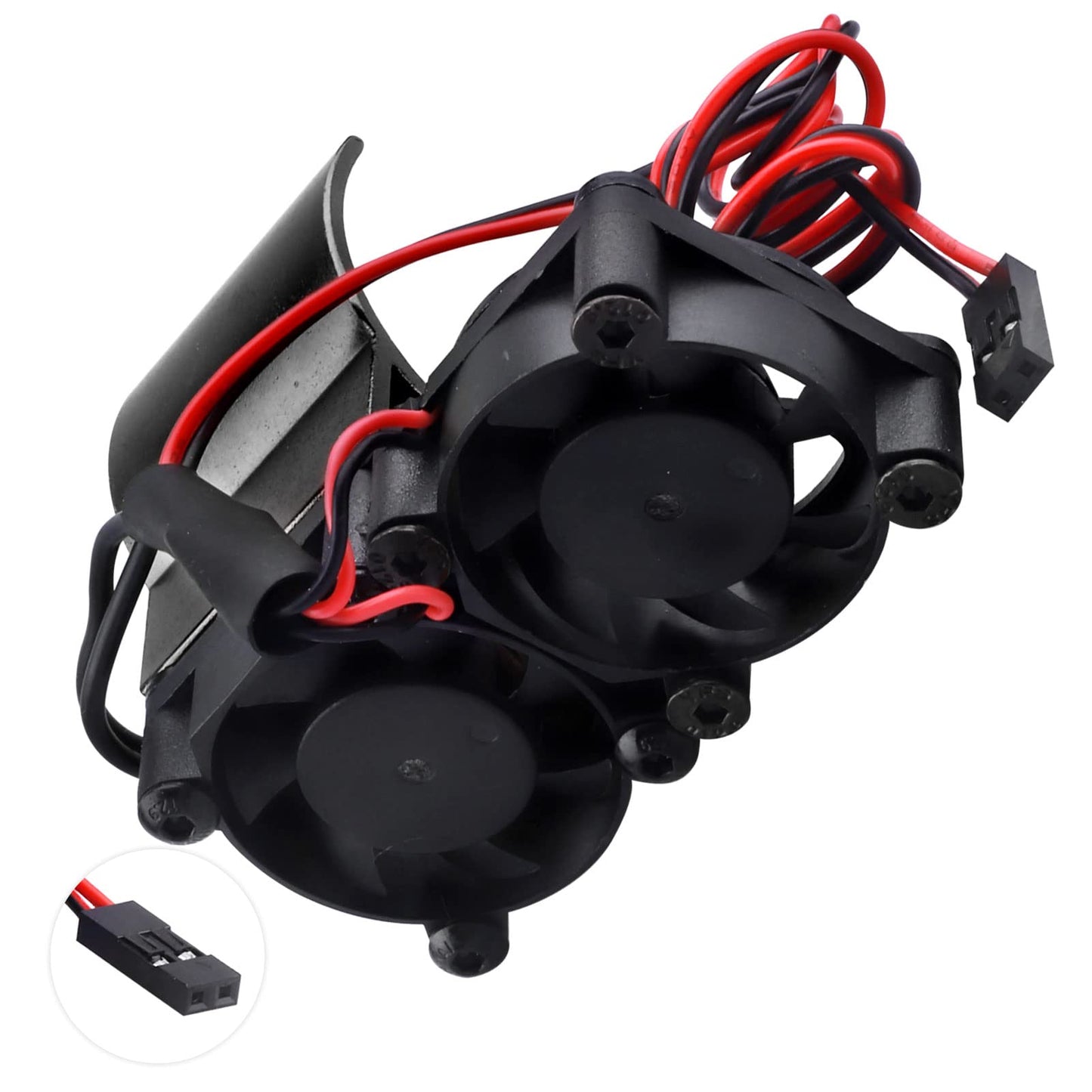 RC Motor Fan Radiator Aluminum Thermal Sensor Heat Sink Twin Cooling Fans for 1/10 RC Car 540/550 Traxxas Axial Redcat HSP HPI W