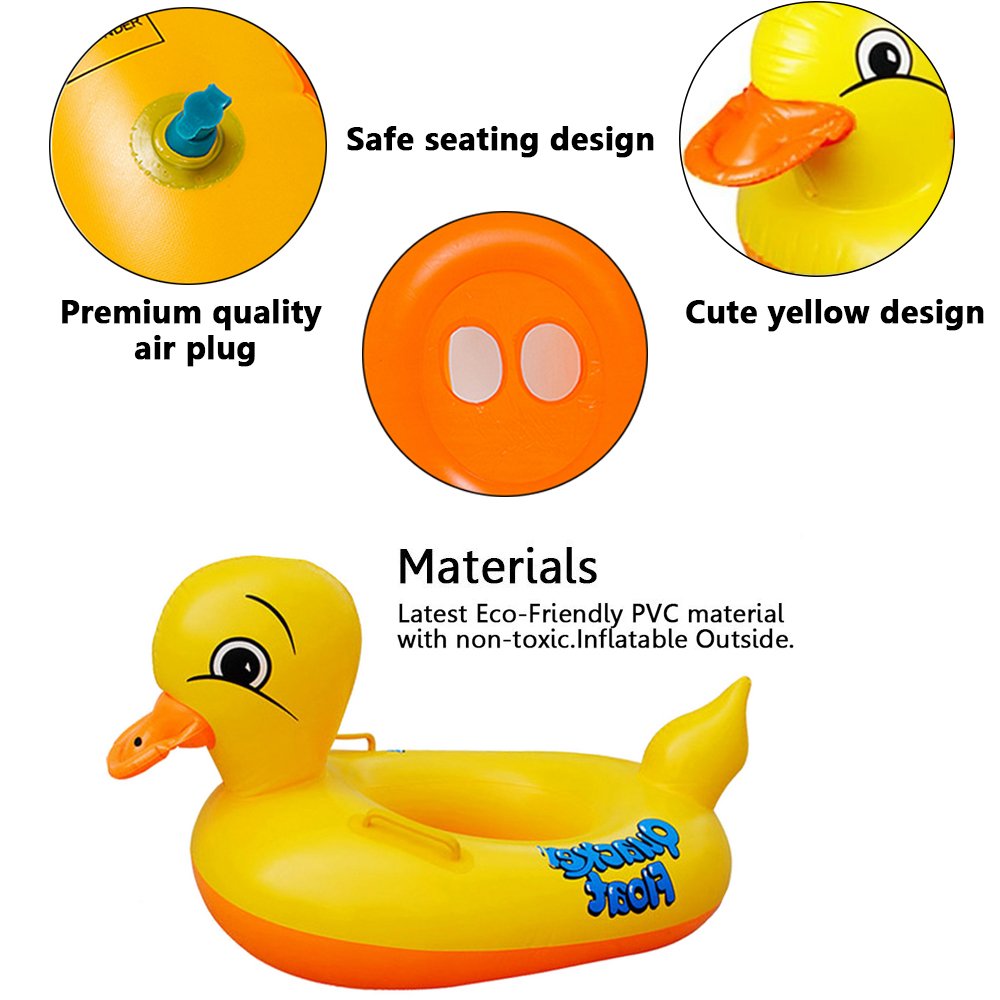 Sealive Inflatable Rubber Duck Pool Float For Kids, Swimming Pool Floats Boat Seats Beach Toy, Baby Shower Bath Seat Tub Water Fun Games Toys For Toddler