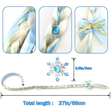 1 Pack Girls Costume Wig Princess Dress Up Braided Wigs Polyester Wig With Braid Long Hair Princess Rapunzel Hairpiece Long Hair
