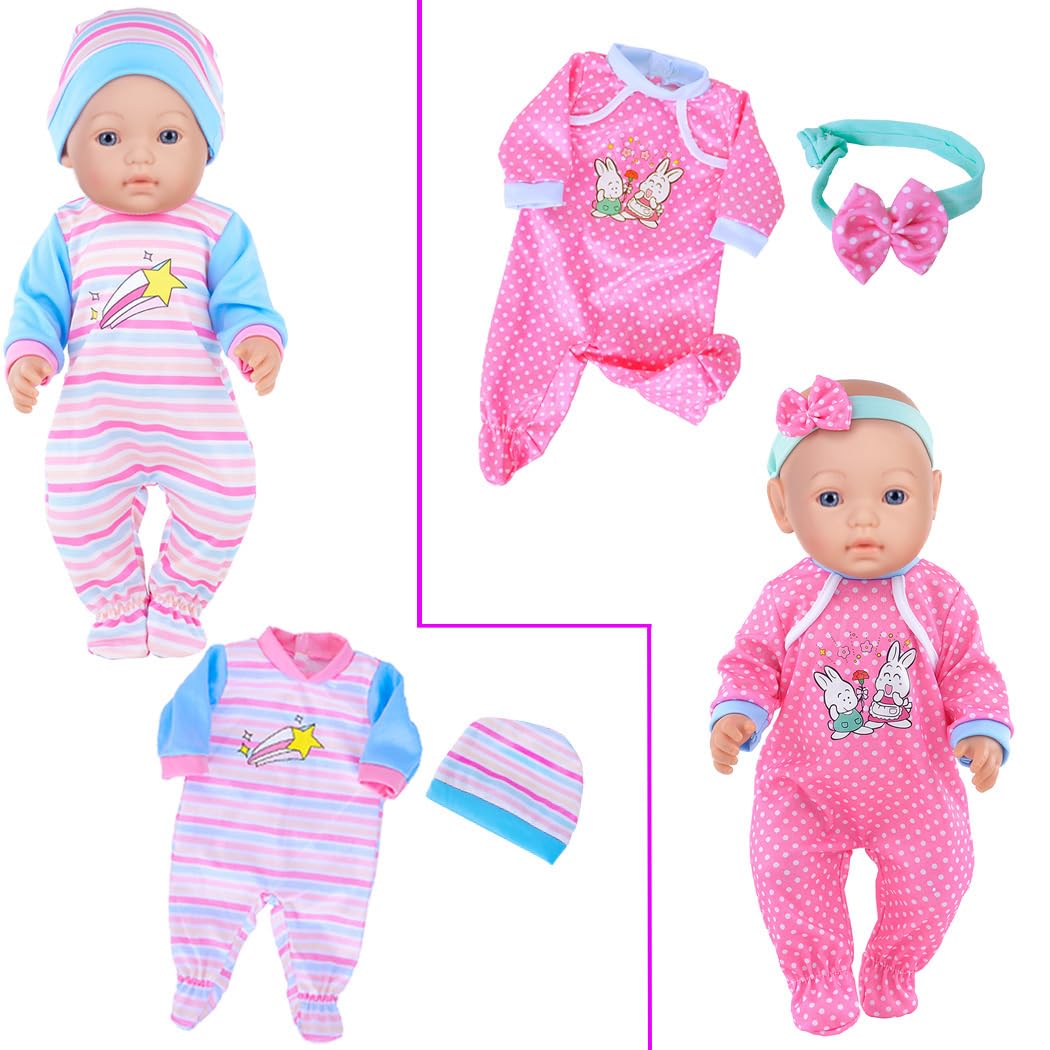 10 Sets Doll Clothes Accessories Play Set Include Rompers Outfits For 14-16 Inch Dolls And 43Cm/17 Inch New Baby Dolls (No Doll)
