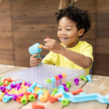 Educational Insights Design & Drill See-Through Creative Workshop: 136 Piece Set With Drill Toy, Kids Drill Sets, Stem Toy, Ages