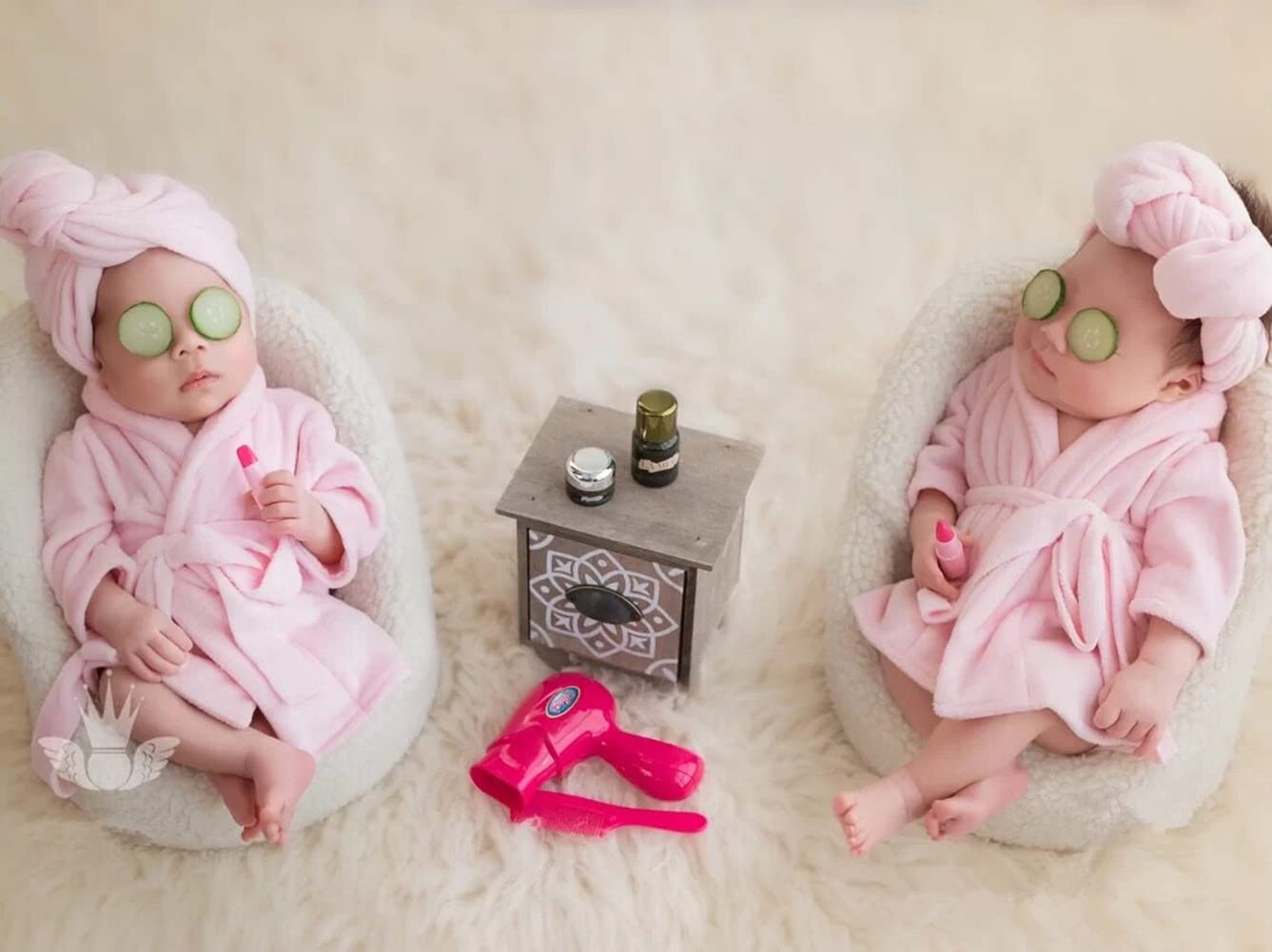 Vemonllas Fashion Cute Newborn Boy Girl Baby Costume Outfits Photography Props Bathrobe Belt Coat Sets (Pink)