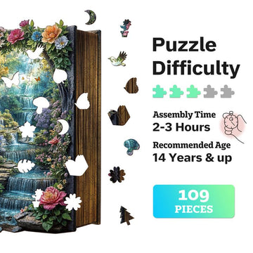 Jigfoxy Wooden Puzzles for mature-themeds Beautiful Scenes From a Book Wood Puzzles mature-themed Unique Animal Shape Wooden Jigsaw Puzzles for mature-themeds Birthday Gifts for Puzzle Lovers Family (S-6.3*8.5in-108pcs)