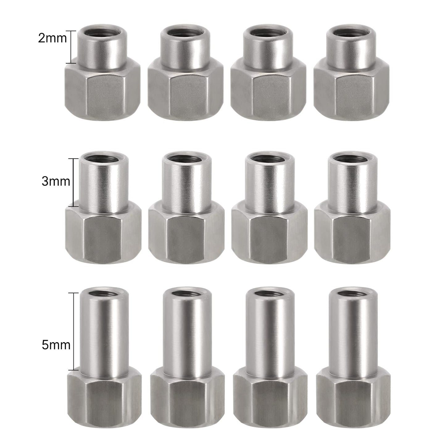 INJORA M2 M3 M5 Stainless Steel Long Wheel Nuts for Axial SCX24 1/24 RC Crawler Upgrade,4PCS