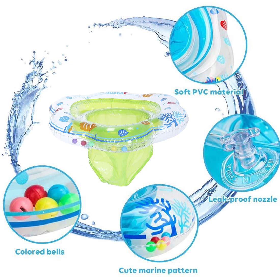Baby Swimming Float Ring,Baby Inflatable Pool Floatie Baby Water Float Infant Swim Pool Rings For Toddler Kid Age 6-48 Months, Bathtub Toys Pool Accessories For Kids Toddlers.(Green)