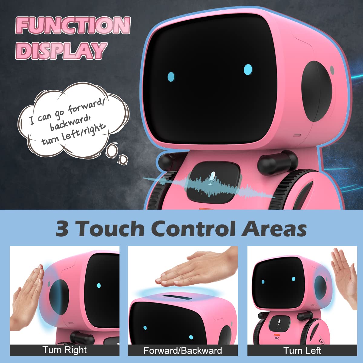 KaeKid Robots for Girls 3-5, Interactive Smart Robotic with Touch Sensor, Voice Control, Speech Recognition, Singing, Dancing, R