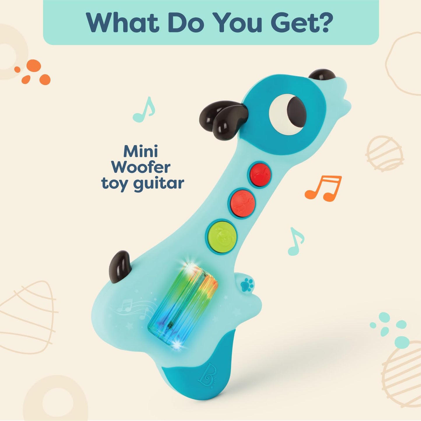 B. Toys- B. Baby- Mini Woofer- Baby Musical Toy Guitar- Lights & Sounds Toy Guitar- Educational & Sensory Toys – 6 Months +