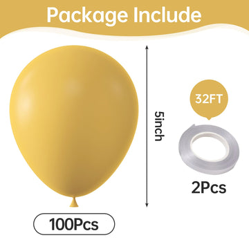 Kalor 5 Inch Lemon Yellow Balloons,100 Pcs Matte Latex Balloons, Helium Balloons For Happy Birthday Party, Baby Shower Decorations, Wedding Decorations