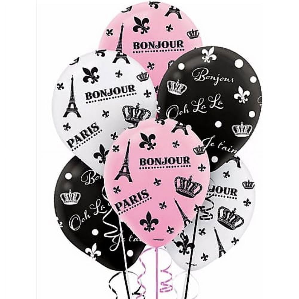 Amscan 'Day In Paris' Printed Party Latex Balloons, 6 Ct., Multicolor, One Size - 110358