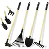 Cheerbank 7Pcs Kids Gardening Tools, Long Shovel, Rake For Leaves, Spade, Hoe, Steel Heads & Real Wood Handle, Yard Tools For Ch