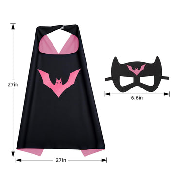 Karazzo Superhero Capes And Masks Kids Costumes Halloween Christmas Cosplay Dress Up For Boys Girls (Pink+Black)
