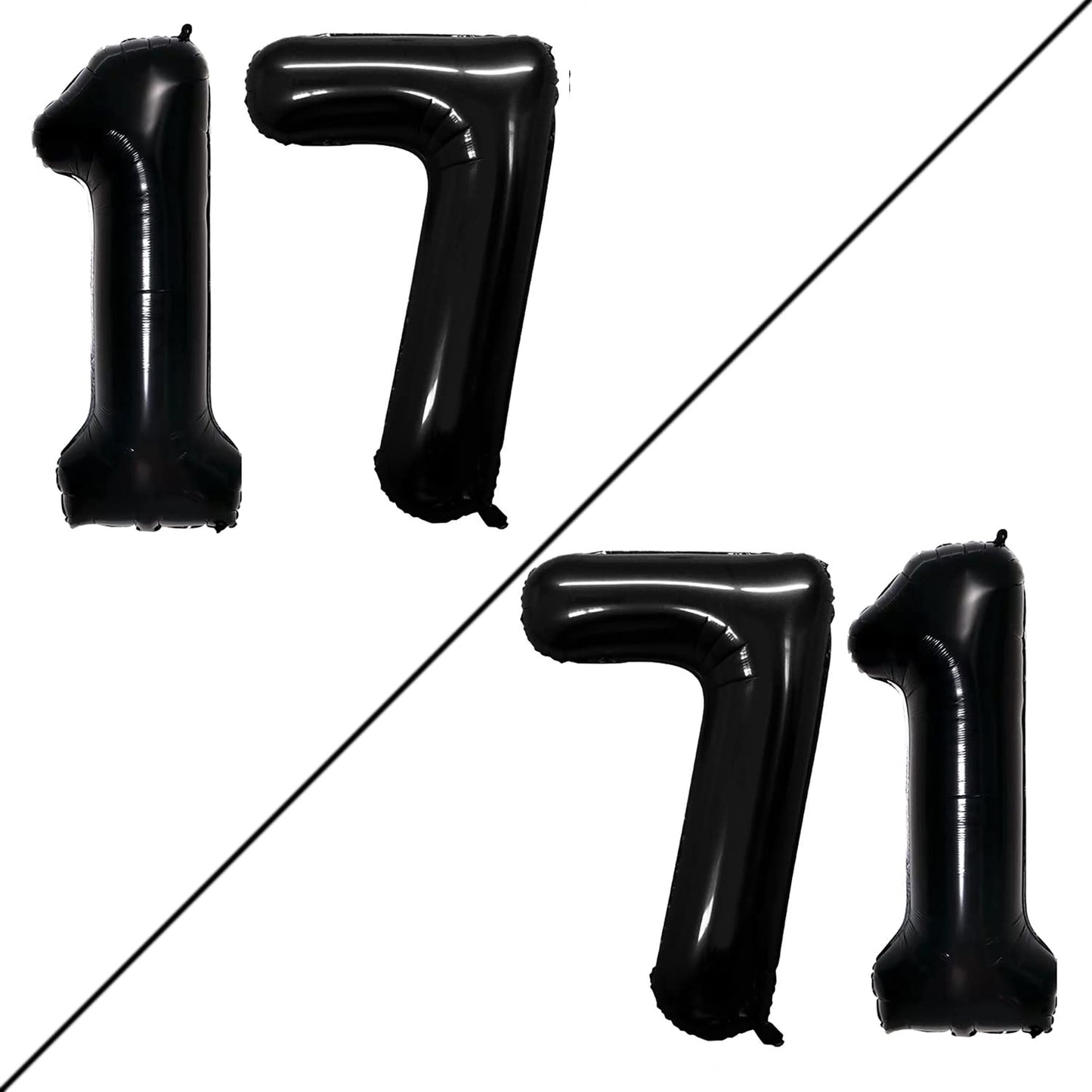 Goer Number 17 Balloons For 17Th Birthday Sweet 17 Party Decorations,42 Inch Jumbo Foil Helium 71 Balloons For 71St Birthday Party Decoration (Black)