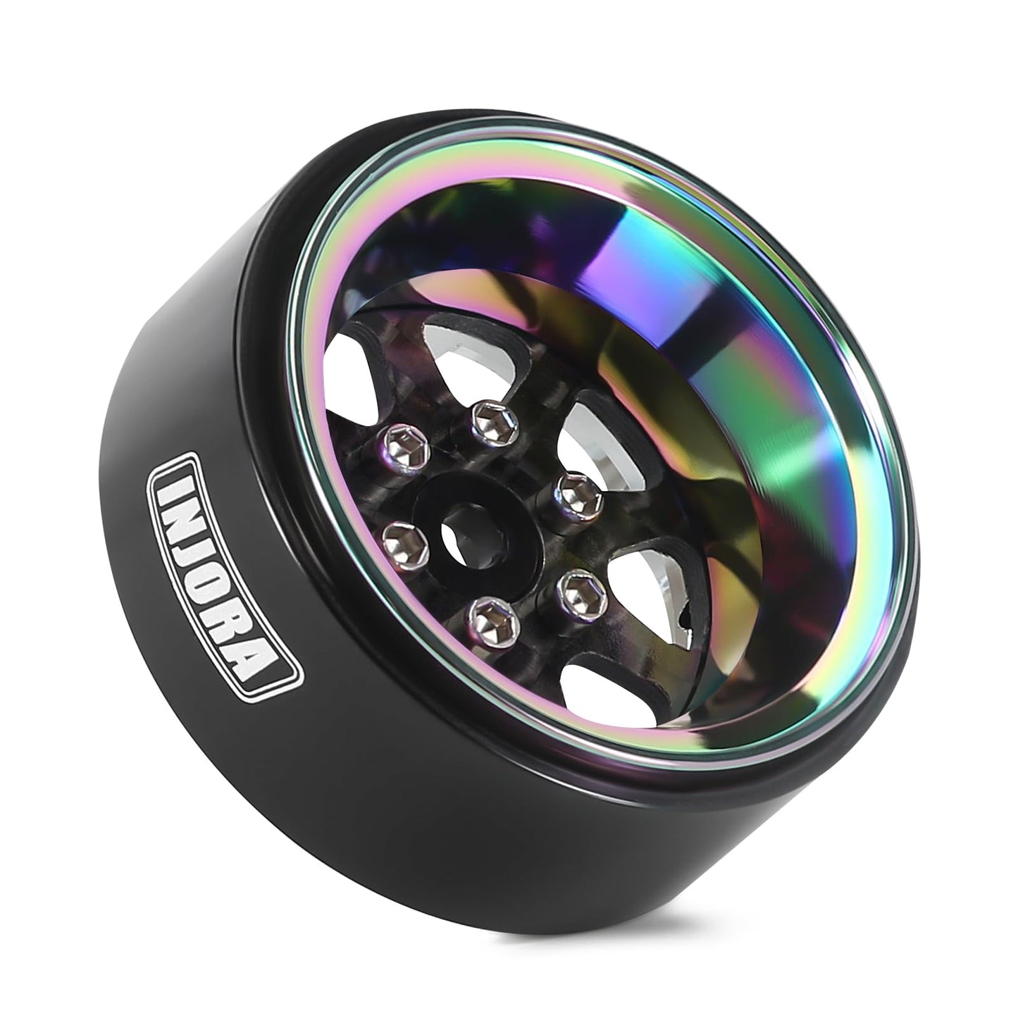 INJORA ModuWheel 1.3 beadlock Negative Offset Wheels with 8-Spoke, Replaceable Carbon Fiber Modular, for 1/18 1/24 RC Crawler (R