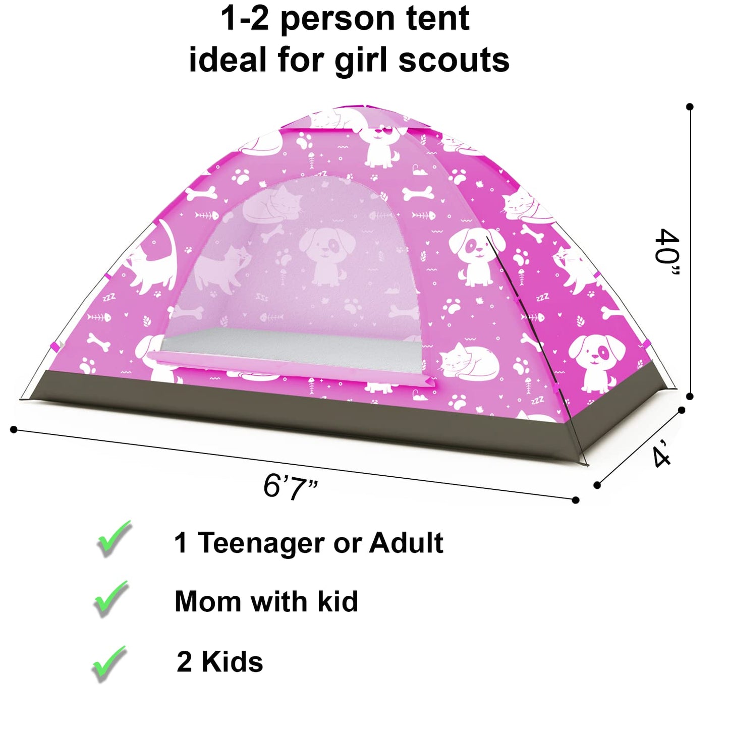 Kidzadventure 2 In 1 Kids Play Tent/Kids Tent For Camping | 1 - 2 Person Backpacking Tent For Kids | Ultralight Indoor & Outdoor