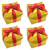 Deermon Large 4 Piece Gold Christmas Square Shape Gift Box Party Balloons With Red Ribbon, Present Cube Gift Box Mylar Party Dec