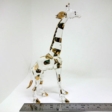 Sansukjai Giraffe Miniature Figurines Animals Hand Painted Blown Glass Art Collectible Gift Decorate (6 Inches Clear Gold)