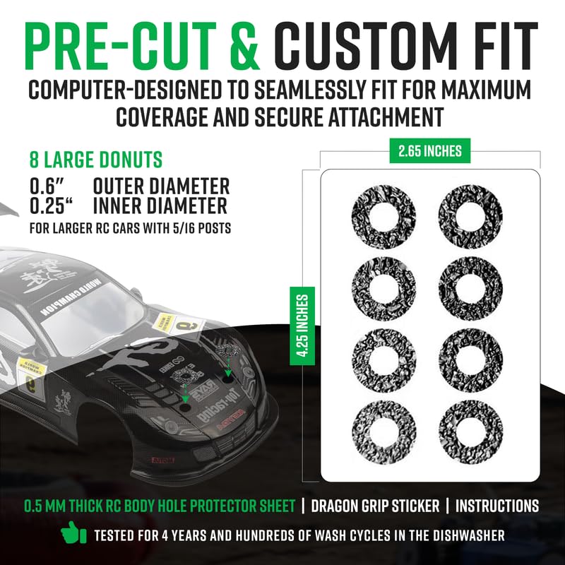RC Body Mounts Protection Kit, 8 Pcs Small Black PVC RC Body Clips Washers, Protect Body & Mounting During Impact, RC Car Body C