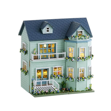 DIY Miniature Wooden Dollhouse Furniture Kit Mini Handmade Doll House with LED 1:24 Scale Creative Woodcrafts Toys for mature-themed Friend Lover Birthday Gift (Homely House)