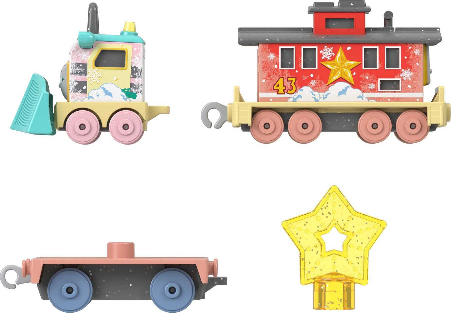 Thomas & Friends Diecast Toy Train, Shivery Delivery Sandy The Rail Speeder & Brake Car Bruno For Preschool Pretend Play Kids Ages 3+ Years