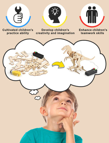 Poraxy 4 Pack Dinosaur Toys For Kids 8-12, Stem Kits, Toys For Ages 8-13, Wooden 3D Puzzle, Educational Science Building Projects Crafts, Birthday Gifts For Boys Girls 7 8 9 10 11 12 13 Years Old