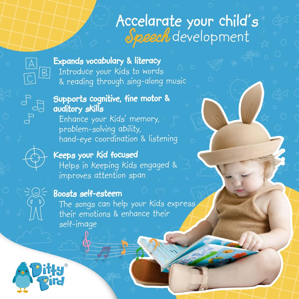 Ditty Bird Musical Books For Toddlers | Electronic Sound Book Dance Edition | Fun & Interactive Toddler Books For 1 Year Old To