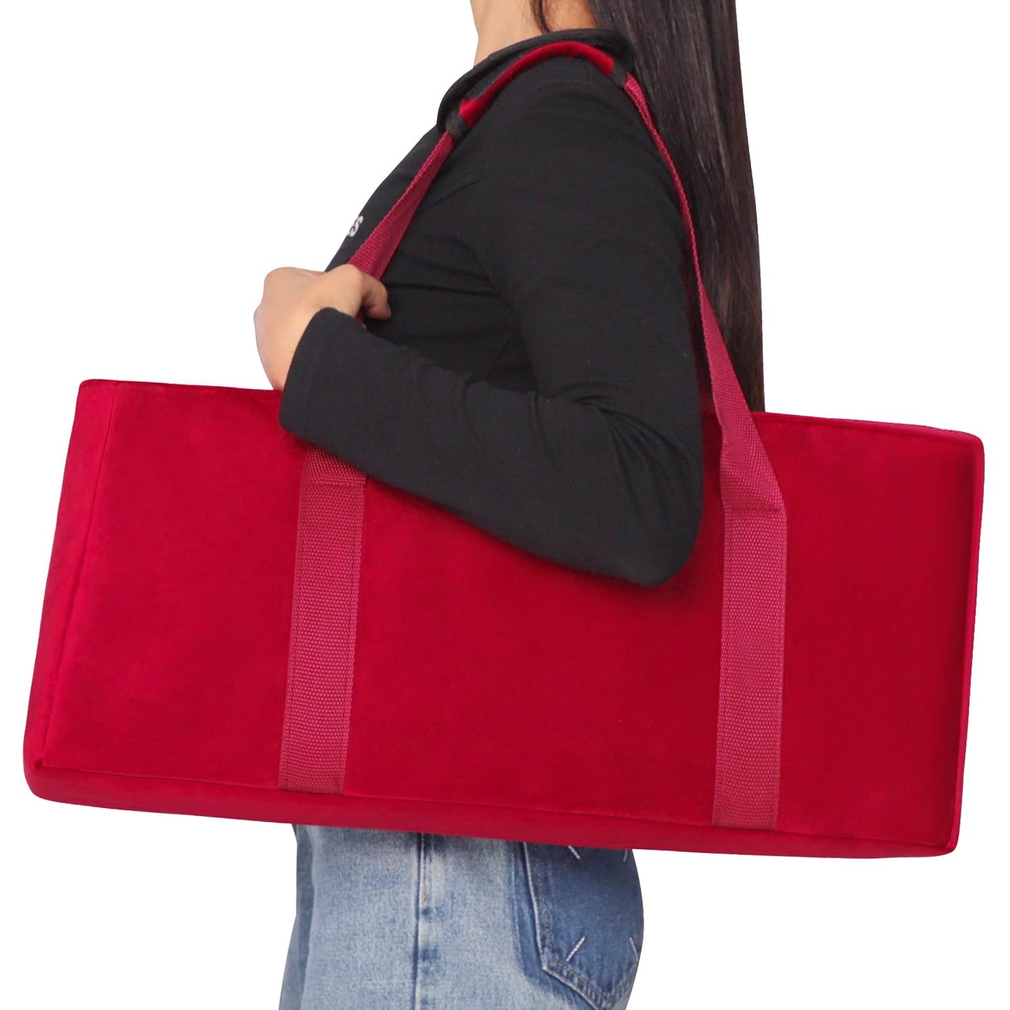 GUSTARIA Mahjong Bag - Empty Cloth Case for Racks & Extra Tile Bag, Red