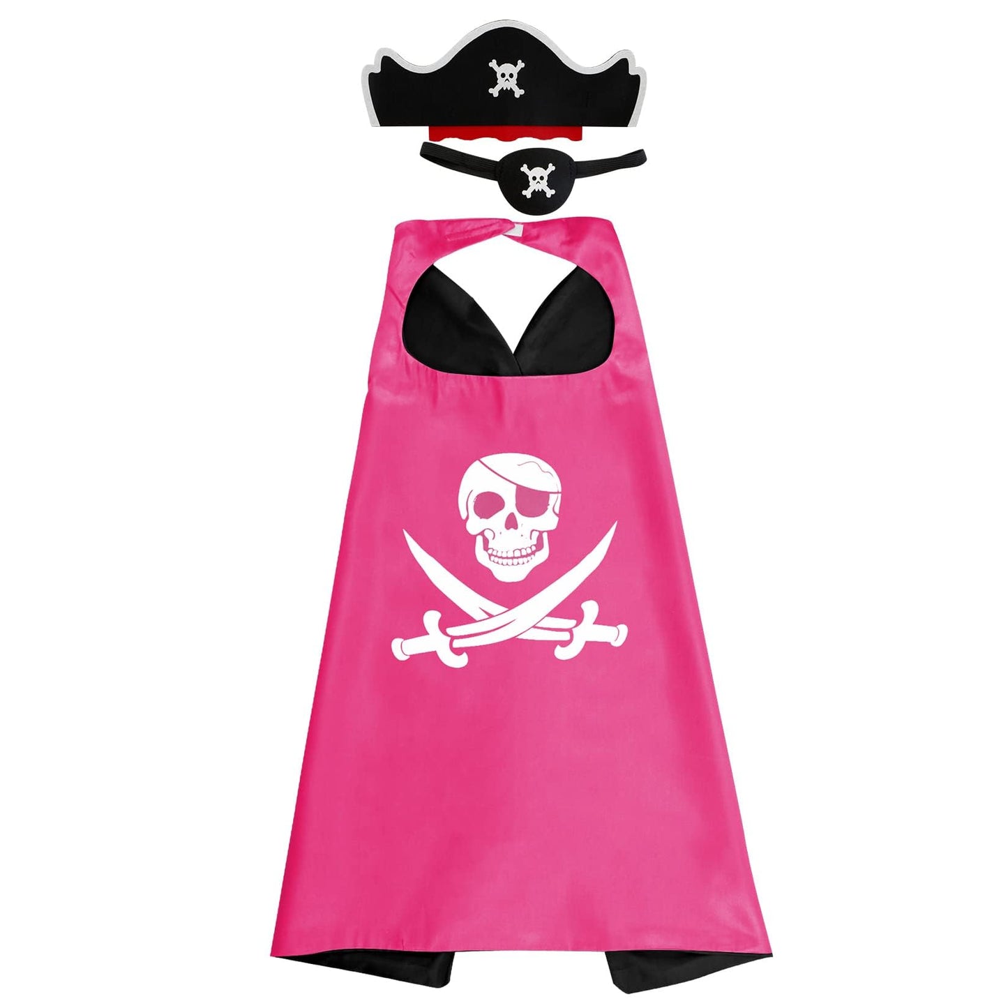 Riorand Cartoon Pirate Dress Up Satin Capes Cosplay Birthday Party Kids Costume (1-Pack-Pink)