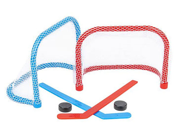 Mini Tabletop Hockey Game - Mini Goal Nets Pucks and Sticks - Small Novelty Toy - Indoor Desk Toy Functional Fun
