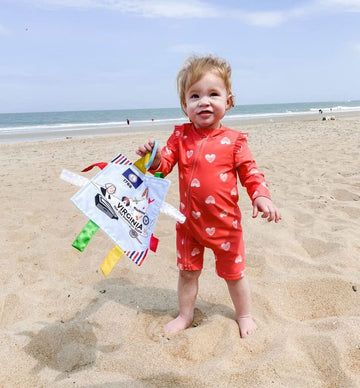 Baby Jack & Co 8X8” Learning Lovey Tag Toys For Babies - Baby Crinkle Toys - Crinkle Toys For Baby - Soft & Safe - Learn Usa State Facts - Ideal Baby Toy Bpa Free W/Stroller Clip (Virginia_8X8)