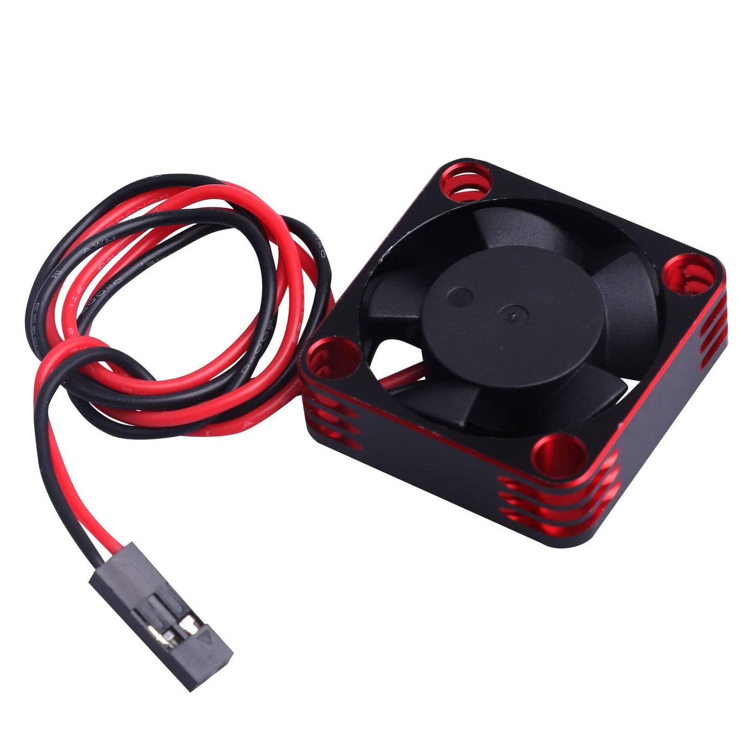 AllinRC RC Motor Fan 30mm RC Motor Heatsink ESC Cooling Fan for 1/8 1/10 1/12 RC Car 540 550 Brushless Motor (Black-Red)