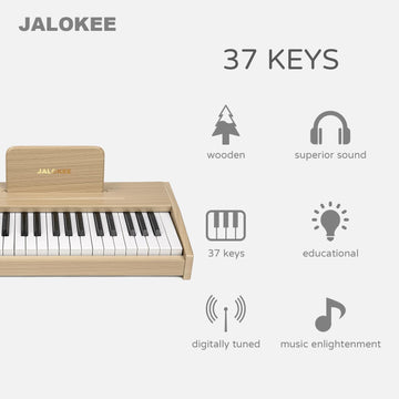 JALOKEE Kids Piano Keyboard, Digital Piano for Kids, Music Educational Instrument Toy, Wood Toy for 3+ Girls and Boys (Oak, 37 K