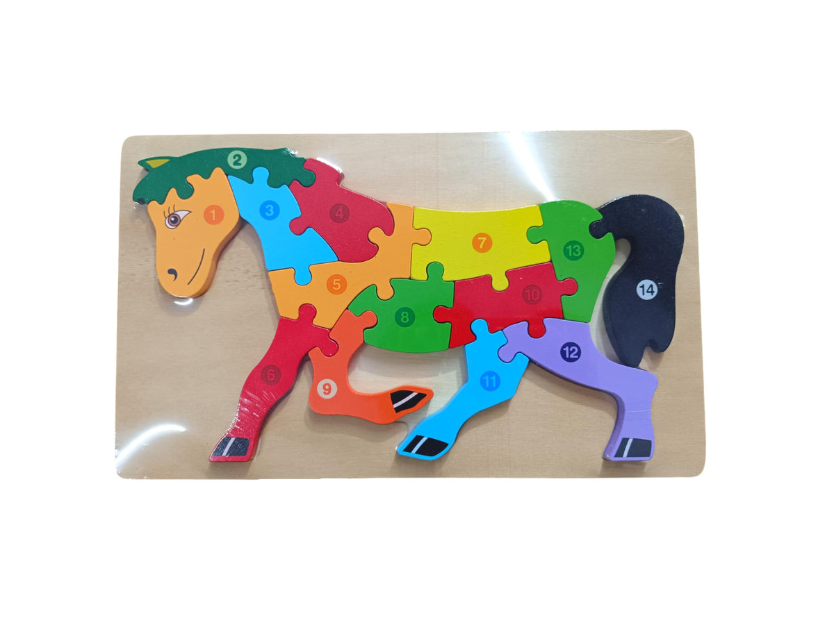 Wooden Hourse Animals Montessori Educational PreSchool Puzzle Board Toy For Boys And Girls, Kid Sea Animal Wooden Puzzle Toys f