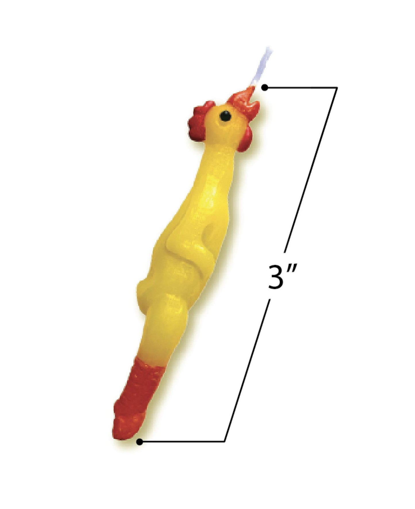 NuOp Design Birthday Candle Set - Rubber Chicken, 3" Tall, Yellow, Set of 5, Synthetic Rubber Wax