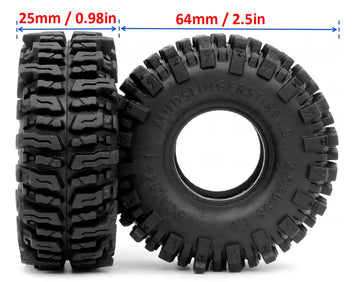 HOBBYSOUL 1.0 Mud Slingers Tires 64 * 25mm Super Soft Sticky 1.0 Crawler Tires for RC 1/24 AX24 SCX24 FCX24 1/18 TRX4M Upgrade