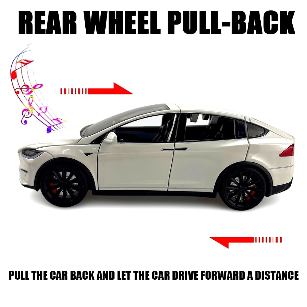 1:24 Scale Model X Alloy Car Model Diecast Toy Vehicles for Kids, car Model X Gull Wing Door,Pull Back Alloy Car with Lights and