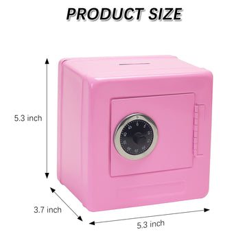 Kids' Mkid Safe Piggy Bank, Metal Safe With Key, Money Saving Box For Children, Boys Girls Best Giftoney Banks (Pink, Small)