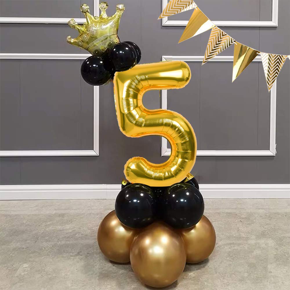Toniful 40 Inch Gold Large Numbers Balloons0-9,Number 9 Digital Helium Balloons,Foil Mylar Big Number Balloons For Birthday Part
