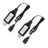 2 Pack USB Charger Cable for 7.4V 1A 2S LiPo & Li-ion Batteries - USB to XH-3P Connector for Charging Compatible with Gel Splatt