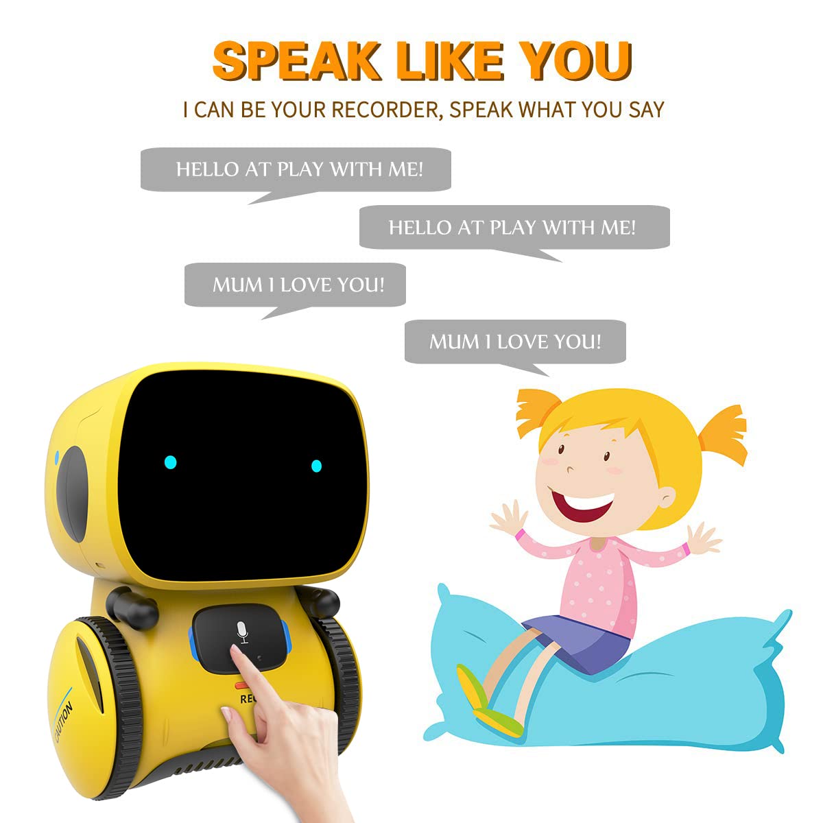 98K Robot Toy for Boys and Girls, Smart Talking Robots Intelligent Partner and Teacher with Voice Control and Touch Sensor, Sing