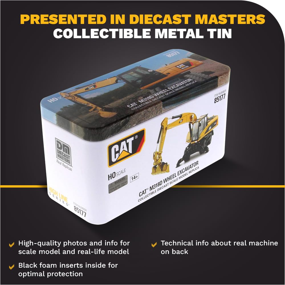 Cat Caterpillar M318D Wheeled Excavator With Operator ''High Line'' Series 1/87 (Ho) Scale Diecast Model By Diecast Masters