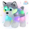 BSTAOFY 12 Musical Light up Husky Puppy Stuffed Animal Realistic LED Singing Dog Soft Plush Toy with Night Lights Glow in The Da