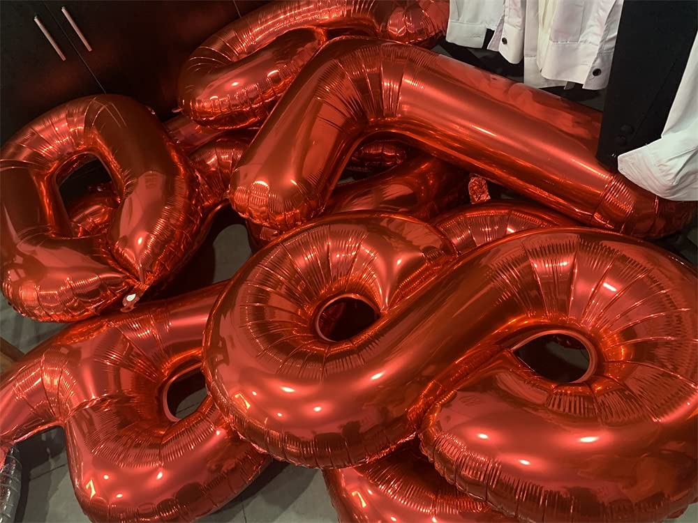 Meiduoco 1Pc Red 8 Number Balloon, 32 Inches, Foil, Self Sealing, Aluminum, Birthday Decoration Supplies