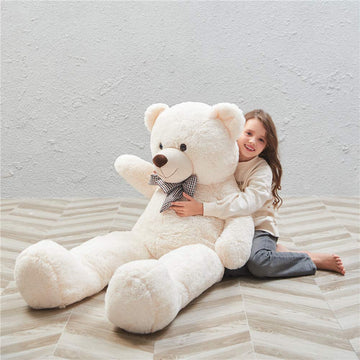 MorisMos Bow Tie Giant Teddy Bear, 55inch Large Big Teddy Bear Plush, Lifesize Stuffed Animals for Girlfriend, Boyfriend, White