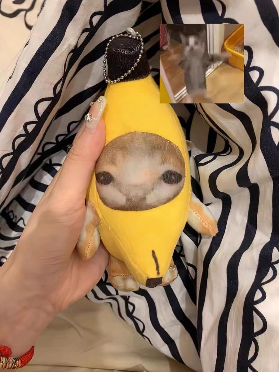 Babylounger Upgraded Banana Cat, 2 Pack Banana Cat Plush 7 Inch, Crying Banana Cat Plush, Funny Banana Cat Keychain With 4 Sound