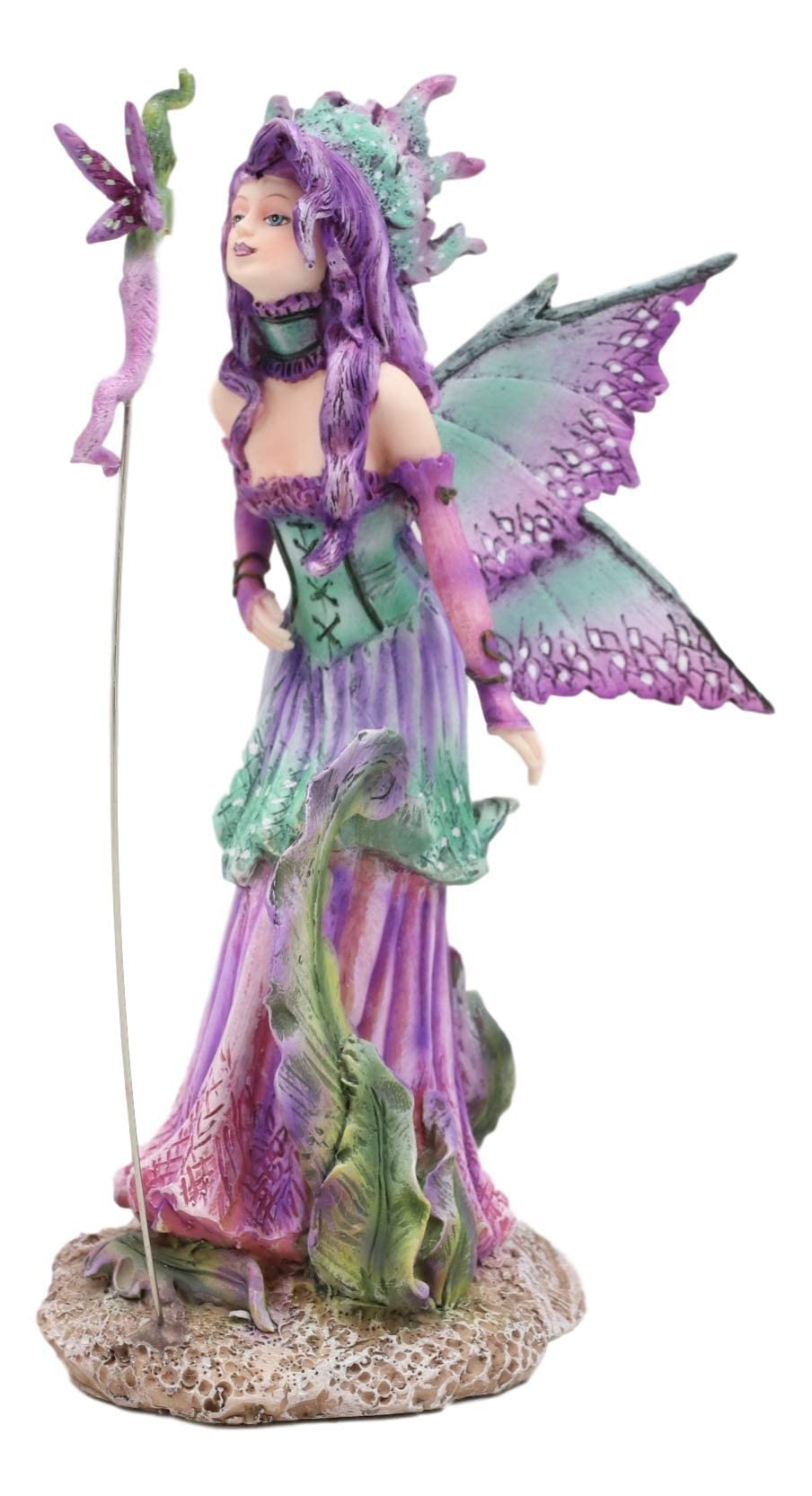 Ebros Amy Brown Pixie Gossip Enchanted Elf Fairy Fae Damsel With Indigo Purple Nymph Dragonfly Statue 7.5' Tall Fantasy Mythical Faery Garden Magic Collectible Figurine Fairies Pixies Nymphs Decor