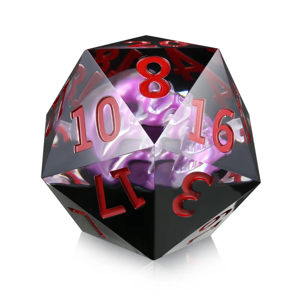 Large 55mm Skull D20 Dice DNDND Single 20 Sided Polyhedral D&d Dice with Velvet Pouch for DND(Purple Skull)