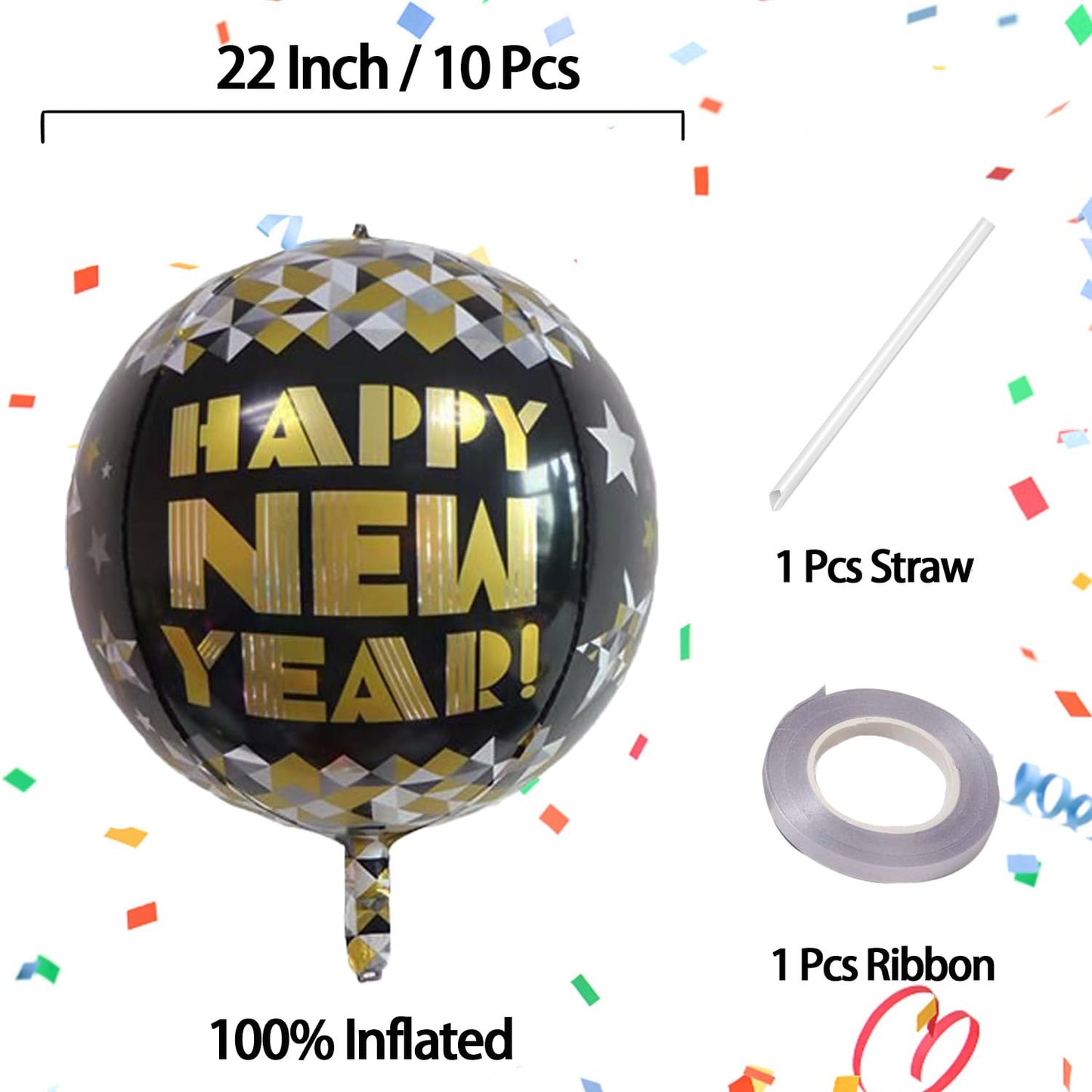 Kalor 10 Pcs 22 Inch Light Blue Mylar Balloons, Large 4D Giant Round Foil Balloon Big Mirror Metallic Balloons For Birthday Party Baby Shower Gender Reveal Supplies