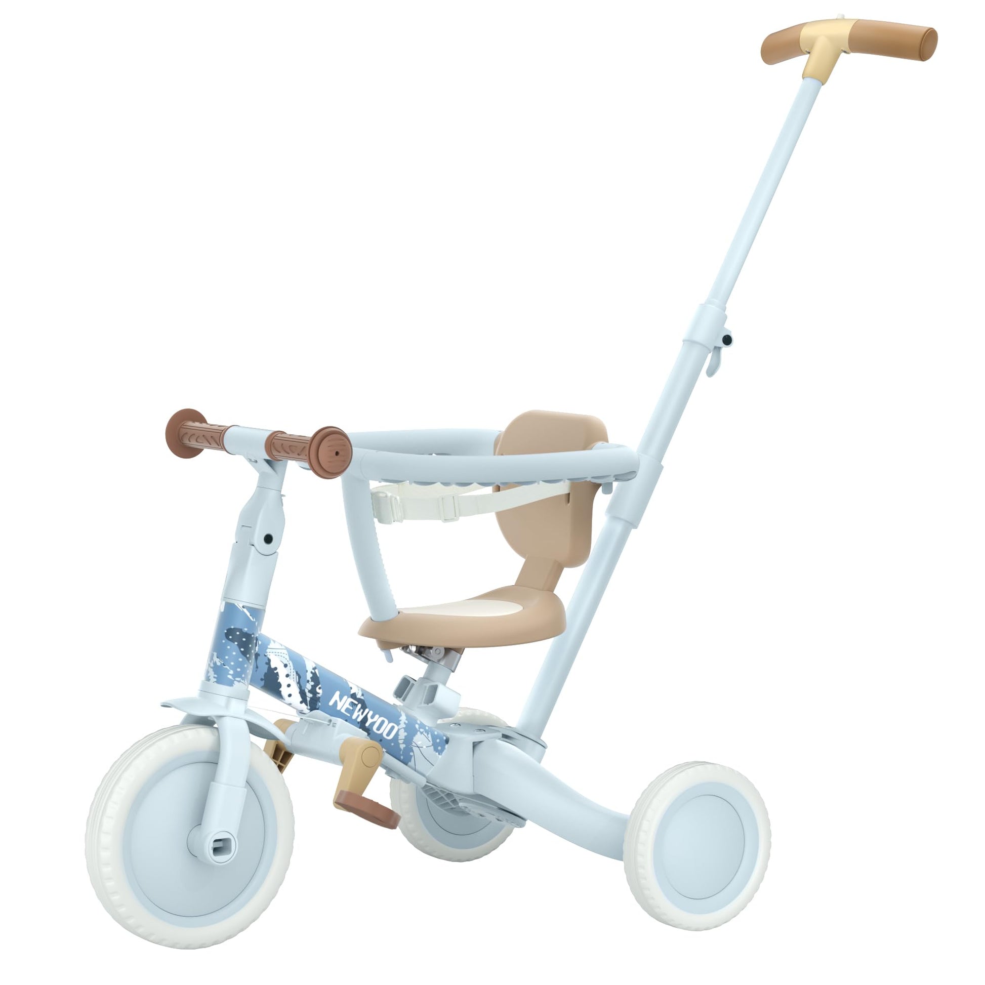 Newyoo Lume Tr008 Tricycle For Toddlers 1-3, 5-In-1 Push Trike With Parent Handle & Safety Guard, Convertible Balance Bike, Idea