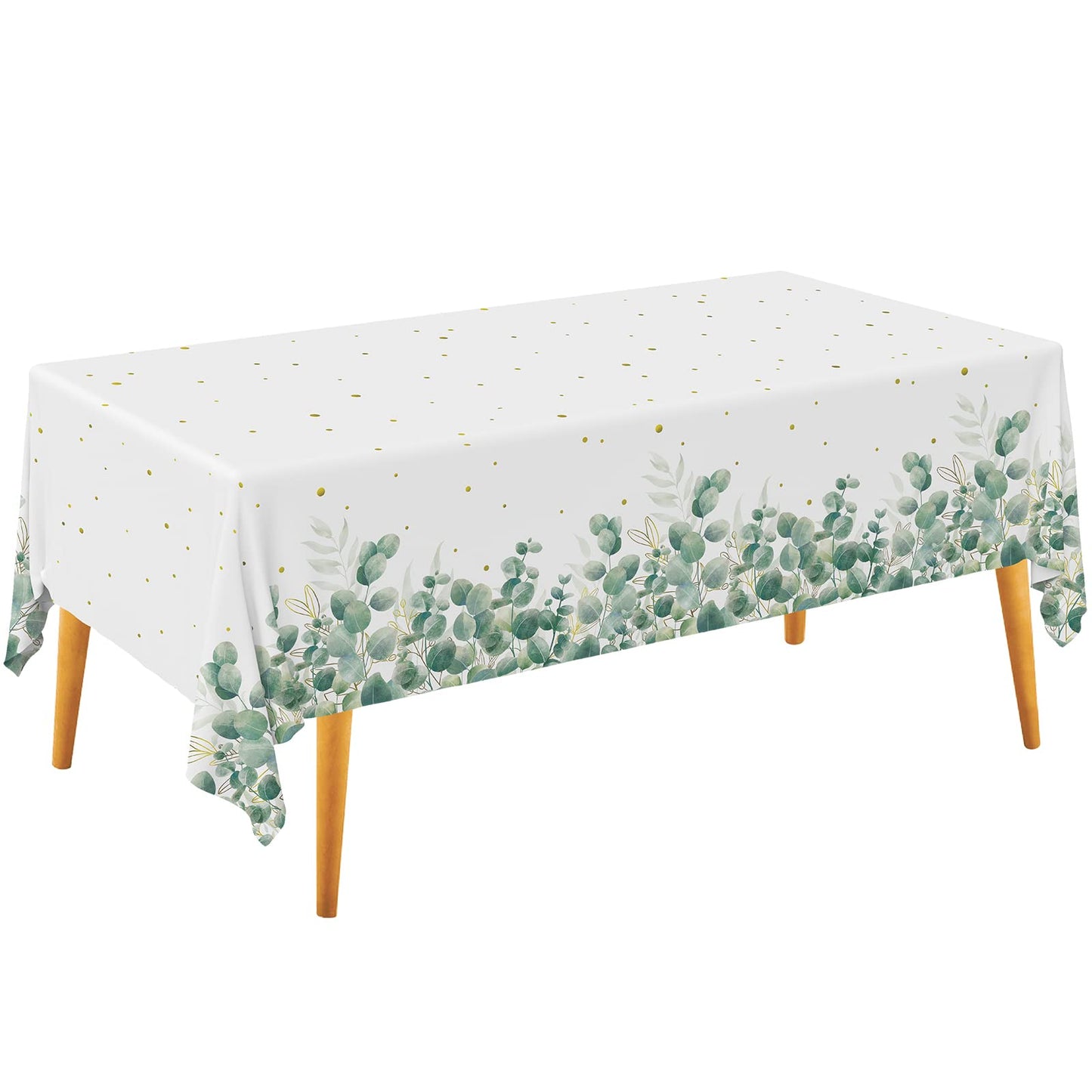 Sage Greenery Baby Shower Disposable Tablecloth, Plastic Table Cover For Baby Shower Party,Boho Greency 3 Pcs, 54 X 108